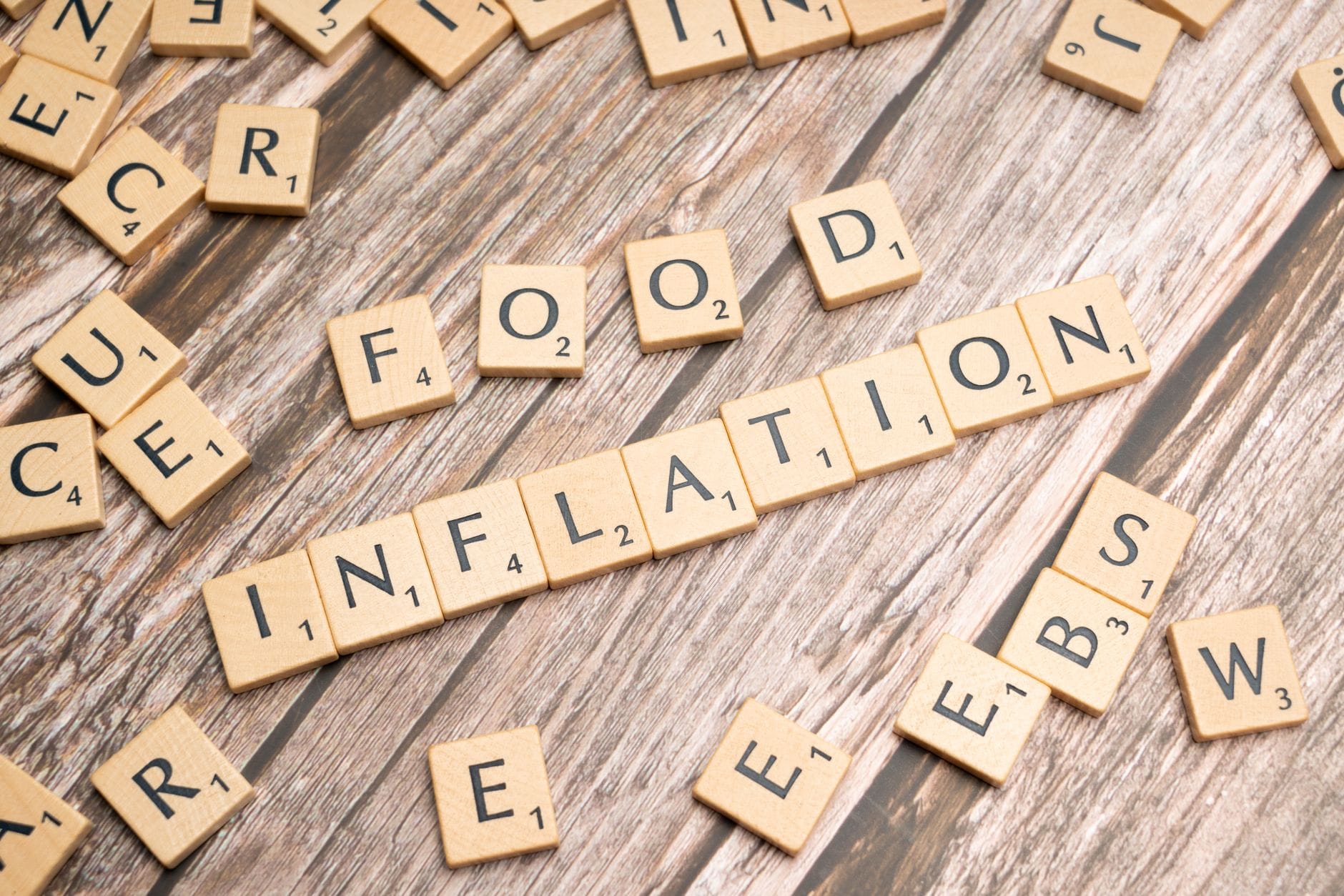 Jak działa inflacja i kto naprawdę zyskuje, a kto traci na wzroście cen Kafelki scrabble tworzą napis food inflation na drewnianym blacie